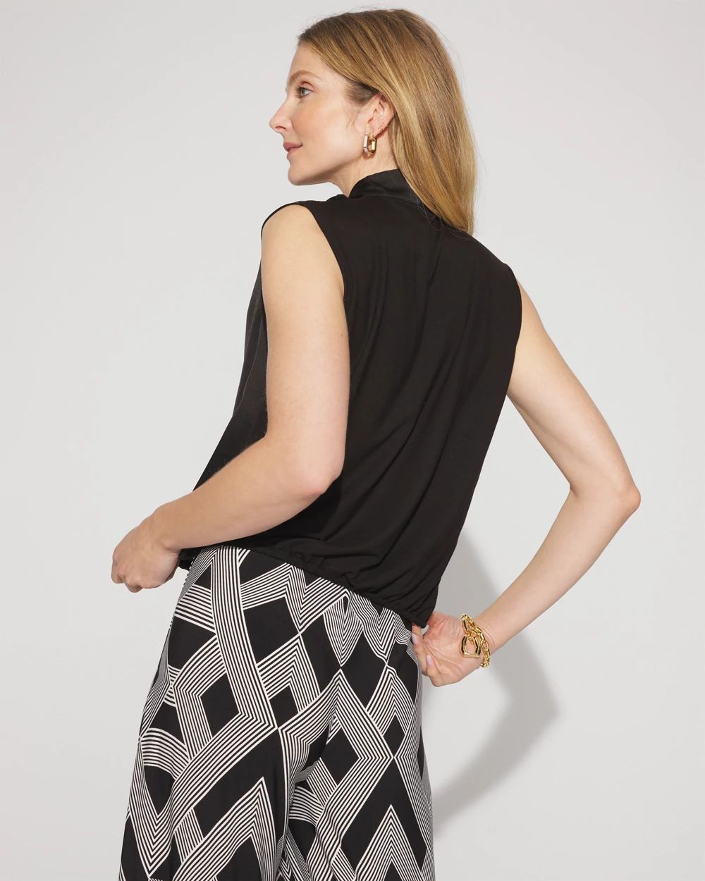 Bubble Hem Tie-Neck Shell | White House Black Market